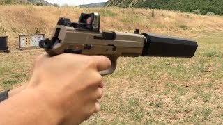 FN FNP 45 Tactical Silencerco Osprey Suppressor Trijicon RMR Wet vs Dry Suppressor Test [upl. by Shum]