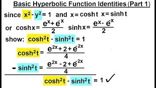 Calculus 2 Hyperbolic Functions 11 of 57 Basic Hyperbolic Function Identities Part 1 [upl. by Orgel204]