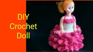 DIY Crochet Doll Dress Rukhwat Doll [upl. by Adlesirk]