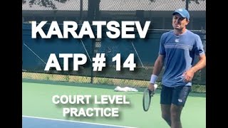 Aslan Karatsev Court Level Tennis Practice [upl. by Coniah60]