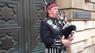 Scottish Bagpipes Busker Royal Mile Edinburgh Scotland [upl. by Suhsoj]