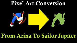 Speed Draw Pixel Art Conversion From Arina To Sailor Jupiters Forward Jump 3rd Frame [upl. by Ylerebmik660]