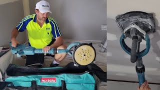 How Does a Plasterer Sand a Ceiling with Makita Drywall Sander amp Vacuum [upl. by Bohlin724]