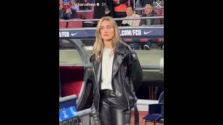 Alexia Putellas in leather jacket amp leather pants shorts [upl. by Teplica]