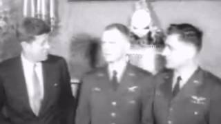 January 27 1961  President John F Kennedys reception for US Air Force fliers McKone and Olmstead [upl. by Modnar]