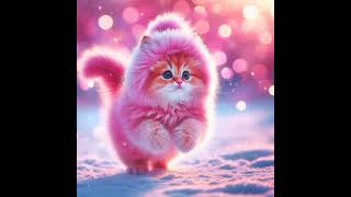 Pink kitten in snow [upl. by Ajar]