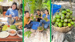 Mommy Chef pick June Plum and make salad so yummy with country style  Sros yummy cooking vlogs [upl. by Aidekal93]