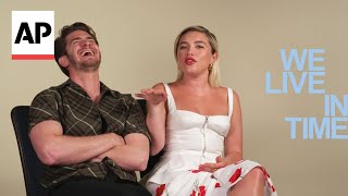 We Live In Time stars Andrew Garfield and Florence Pugh  AP interview [upl. by Berthold119]