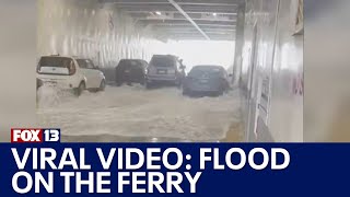 Viral video shows Washington state ferry deck get flooded while crossing Strait of Juan de Fuca [upl. by Jamima600]