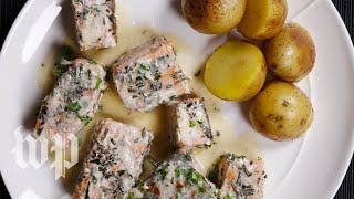 How to cook creamy herbed salmon  Visual Recipes [upl. by Olinde]