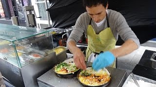 Brazil Street Food Fresh Brazilian Tapioca Flatbread Pancakes and Churros Whitecross Market London [upl. by Burdett579]