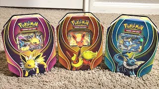 OPENING ALL 3 NEW EEVEELUTION POKEMON CARDS TINS from WALMART [upl. by Nnawtna293]