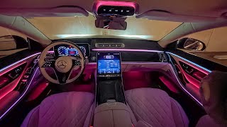 2023 Mercedes SClass at Night with Ambient Lights  Interior amp Exterior Walkaround in Detail S450 [upl. by Neelyam731]