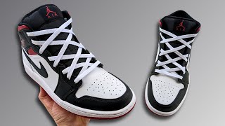 HOW TO DIAMOND LACE NIKE AIR JORDAN 1 MID  Cool Jordan 1 Lacing [upl. by Wattenberg]