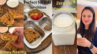 रोज़ रोज़ Tiffin में क्या बनाऊँ Zero Oil Homemade Mayonnaise Recipe ❤️ Left over Roti Quesadillas [upl. by Ader]