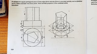 Pentagonal prism resting on cylindrical block in isometric in solid edge software [upl. by Ultan438]