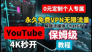 小白一分钟自制永久免费的电脑VPN，有手就行！0成本无限流量跑8K，速度超快门槛超低，比机场快10倍的永久免费史诗级PC端VPN，解锁流媒体，chatgpt全程手把手演示跟随操作100成功科学上网 [upl. by Notnarb]