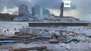 Winter Storm aftermath with Hurricane force winds in the Sevastopol Port Crimean Peninsula [upl. by Akciret81]