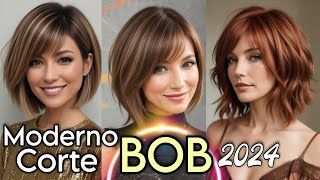 CABELLO DE MODA 2024 ESTILO BOB en Todas sus Versiones Ideal para MUJERES de toda edad Moda Mujer [upl. by Mattias]