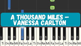 A Thousand Miles  Medium Piano Tutorial  sheet  Vanessa Carlton [upl. by Erual]