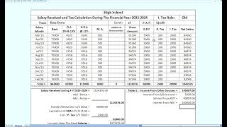 ১২ মাসের হিসাব সহ 20232024 অর্থ বর্ষের ইনকাম ট্যাক্স ক্যালকুলেশন সিট [upl. by Rem722]