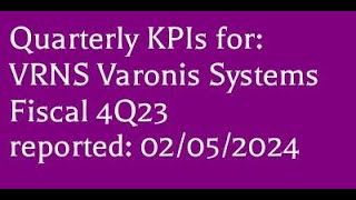 VRNS 02052024 4Q fiscal 2023 Varonis Systems earnings report KPIs 4K [upl. by Unam]