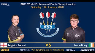 BDO Youth World Darts Championship 2020 Final Leighton Bennett vs Keane Barry Part1 2020 01 11 ENG [upl. by Parsons]