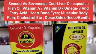 Seacod Vs Sevenseas CodLiver Oil capsules Fish Oil Vitamin AampDOmega3 DoseSide effectsBenifit [upl. by Pritchett215]