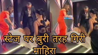 Mahira Sharma falls on Stage at Award Show [upl. by Nailij]