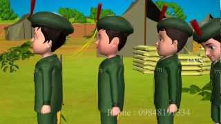 3D Animation Five Little Soldiers Nursery Rhyme for children with Lyrics [upl. by Annatnom]