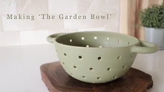 How I make my ceramic Garden Bowl  Ceramic colanderberry bowl  The entire pottery process [upl. by Nilrem]