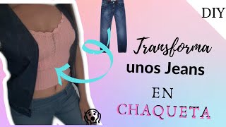 DIY de JEANS viejos a CHAQUETA😱 rapido y facil [upl. by Ephrem518]