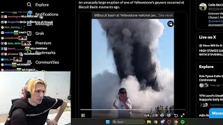 xQc reacts to Unusual Large Eruption in Yellowstone Geysers [upl. by Lenaj474]