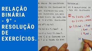 RELAÇÃO BINÁRIA  9° ANO  RESOLUÇÃO DE EXERCÍCIOS [upl. by Irami]