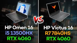 HP Omen 16 vs HP Victus 16  i5 13500HX RTX 4060 vs R7 7840HS RTX 4060 FPS Sıcaklık Watt Kıyaslaması [upl. by Hannahs397]