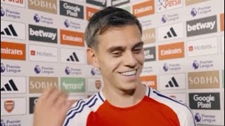 Leandro Trossard Post Match Interview Arsenal vs Leicester city 42 [upl. by Acino]