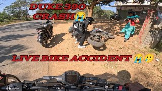 Live bike accident 😭 Duke 390 crash😭Ride start krte hi accident aniketd250 [upl. by Dnesnwot]