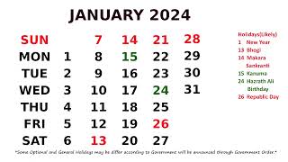 January Calendar 2024 [upl. by Lanod]