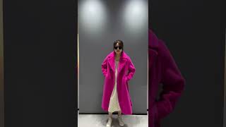 Bright pink faux fur coat wholesale furcoat fauxfur ootd oem fashion ecofriendlyfashion [upl. by Haukom]