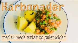 Karbonader med stuvede ærter og gulerødder [upl. by Ebeneser795]