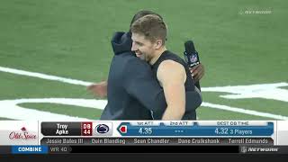 Troy Apke 434 Timothy Bates 40 yard dash at 2018 NFL Draft Combine White LIghtning [upl. by Lonyer]