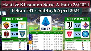 Hasil Liga Italia Tadi Malam  AS Roma vs Lazio  Klasemen Serie A Italia 2024 Pekan 31 [upl. by Petrick]