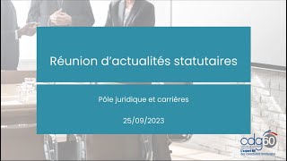 Réunion dactualités statutaires de septembre 2023 [upl. by Radloff]