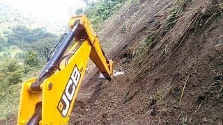 MOST DANGEROUS LANDSLIDING HILLJCB Backhoe Making New Track [upl. by Adnert97]