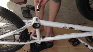 How To Replace 1 Piece BMX Bike Cranks With 3 Piece Cranks And Sealed Bottom Bracket [upl. by Ahsiekel293]