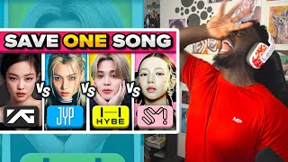 Doing YG vs JYP vs HYBE vs SM SAVE ONE SONG  KPOP QUIZ GAME [upl. by Anirbys]