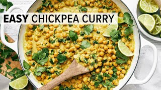 CHICKPEA CURRY  Easy Vegetarian Curry Recipe [upl. by Ahseekan]