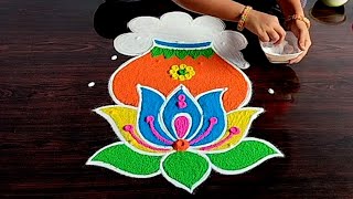 Bhogi Kundala Muggulu 🌹 Sankranthi Pongal Rangoli 🌹 Pongal Muggulu 🌹 Bhogi Muggulu 🌹 Pongal Pot Rang [upl. by Ycat666]