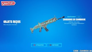 TUTO COMMENT OBTENIR LE REVÊTEMENT quotCOURROUXquot FORTNITEMARES GRATUITEMENT FORTNITE  Code complet [upl. by Garvey]