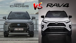 2024 Toyota RAV4 vs 2024 Toyota Corolla Cross Visual Comparison  SUV Battles  MotorNation [upl. by Bailey]